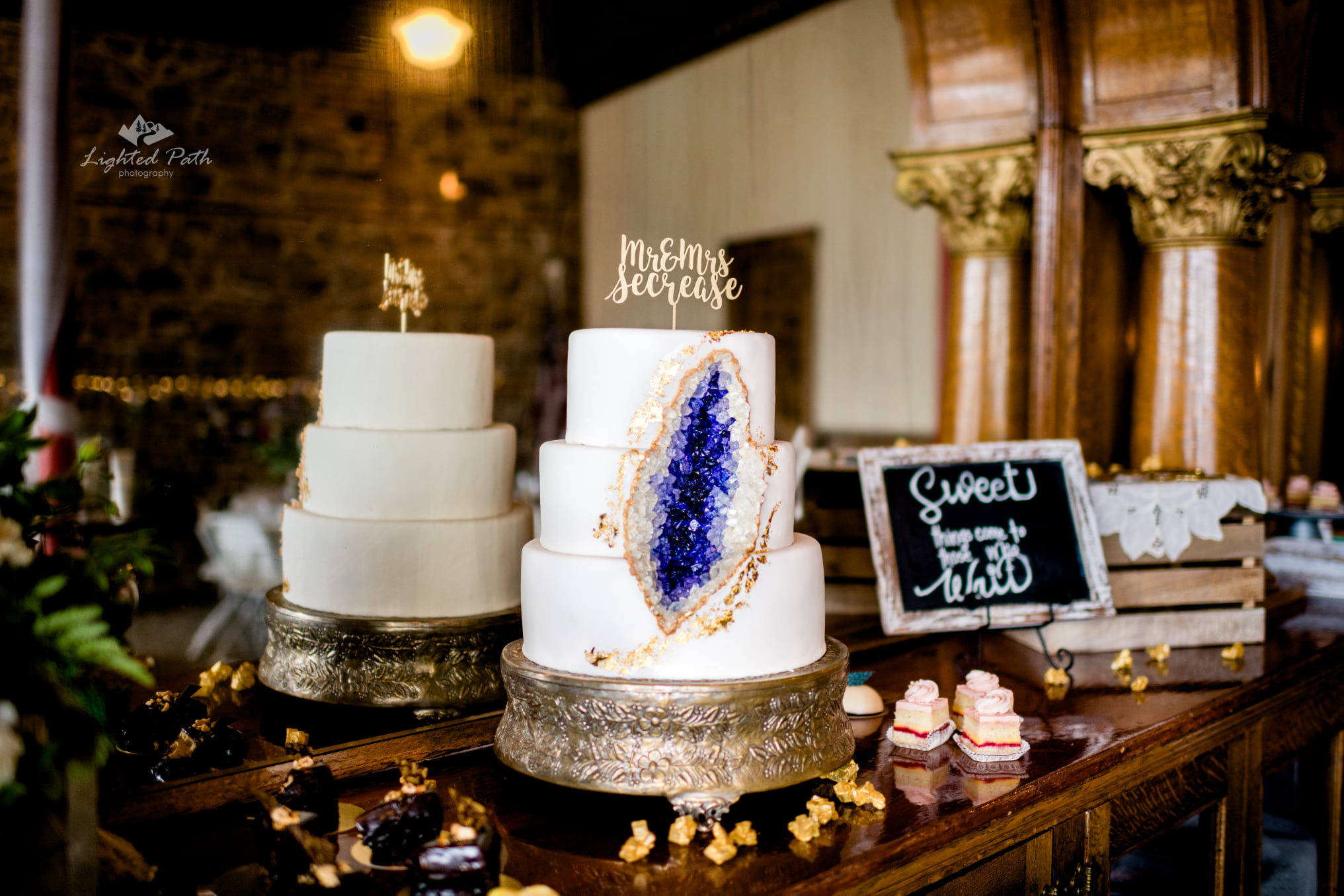 blue agate wedding cake