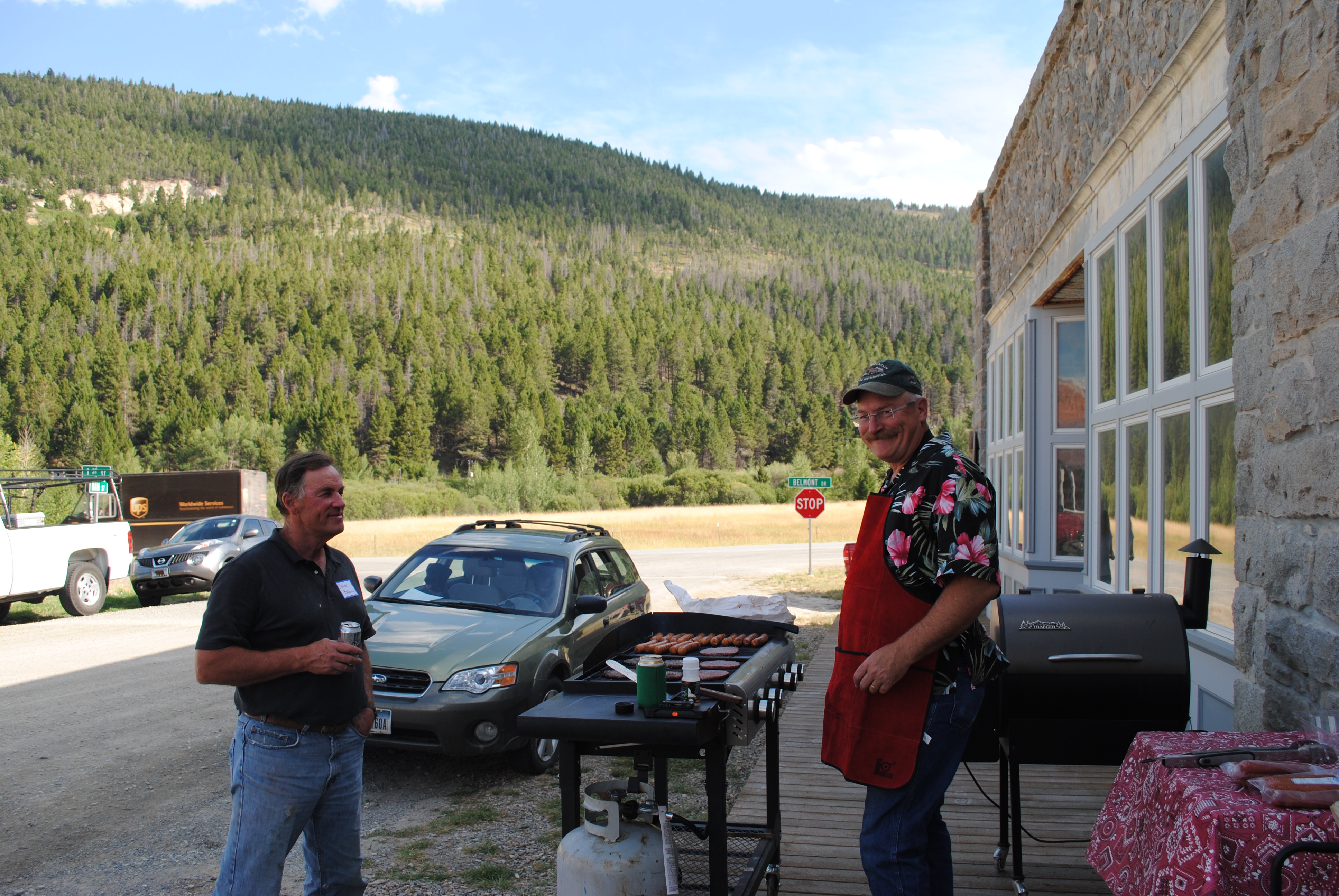men grilling and smoking meats for event at Historic Marysville General Store