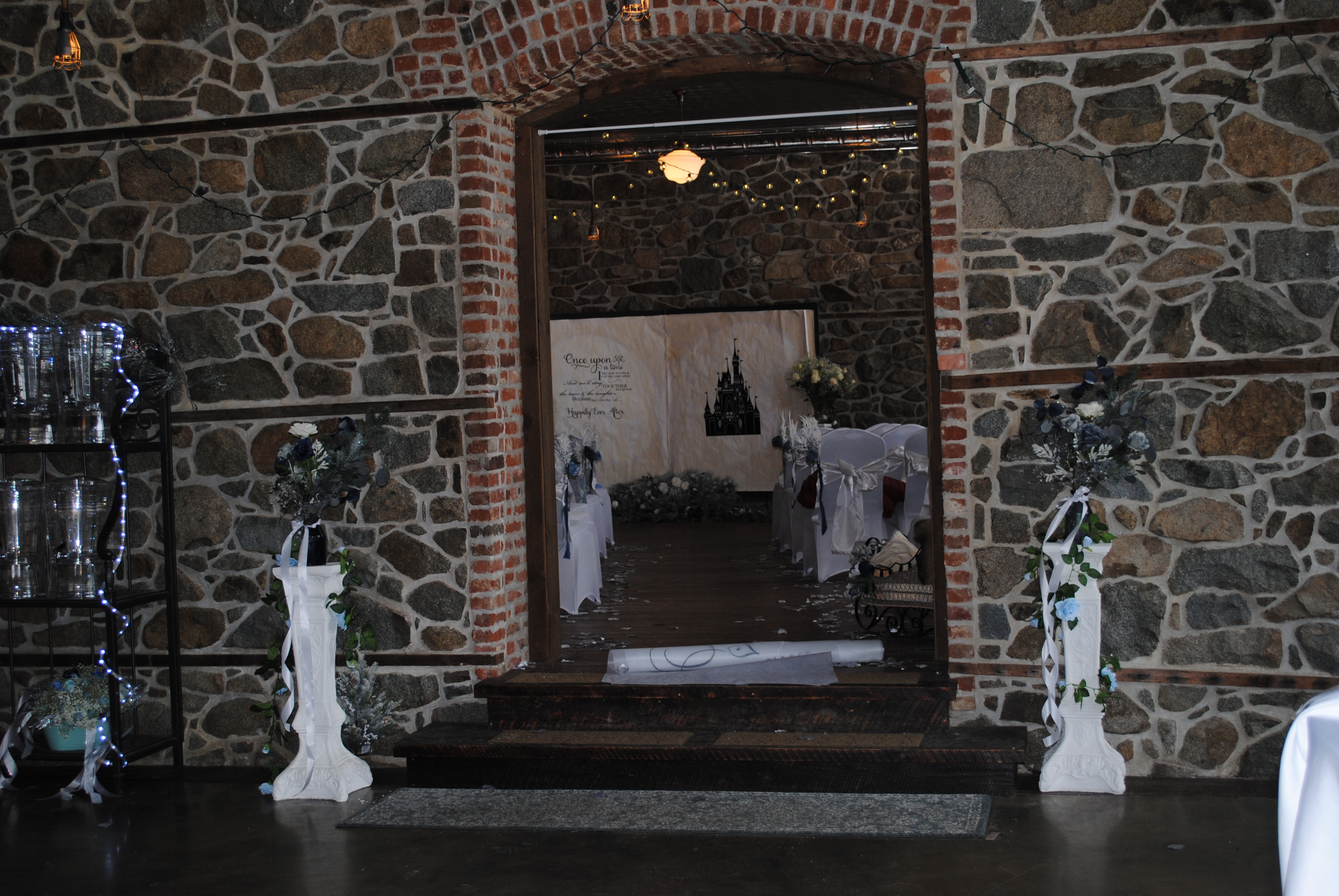 stone wall and archway at historic wedding venue